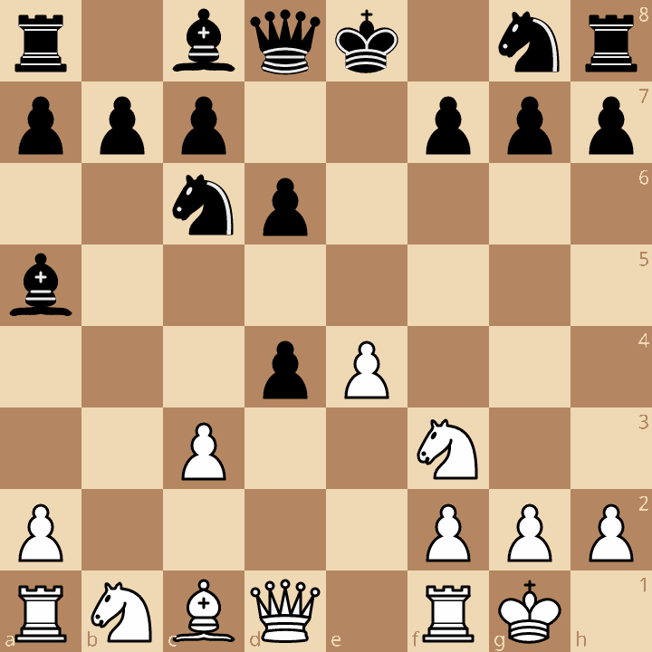 Evans Gambit Anderssen Variation after 4...Bxb4 5.c3 Ba5 6.d4 exd4 7.O-O d6