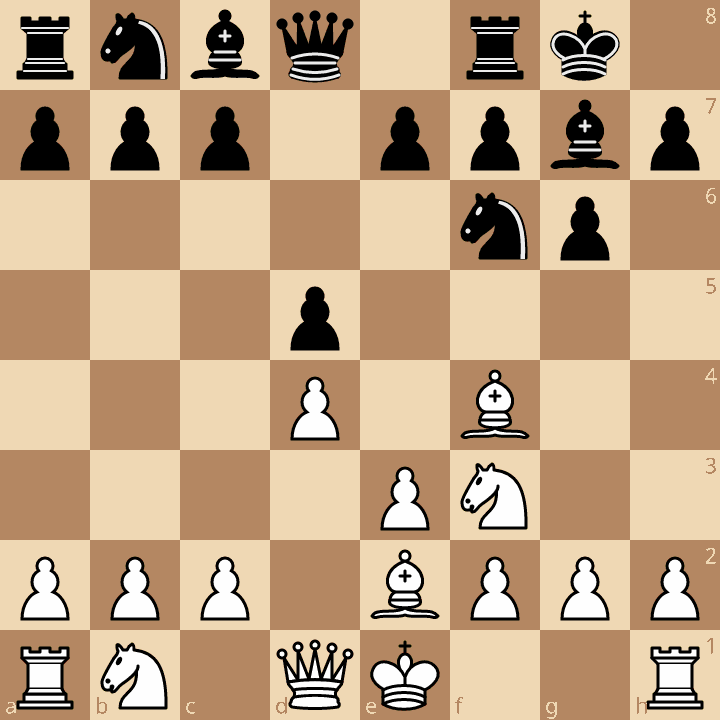 Système Londres Londres contre Est-Indienne after 3...g6 4.e3 Fg7 5.Fe2 O-O 6.O-O