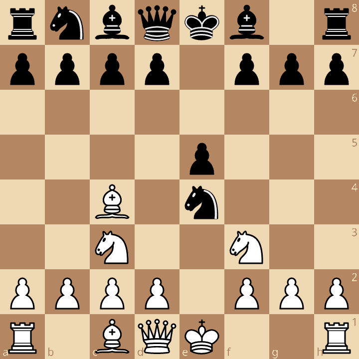 Bishop's Opening Boden-Kieseritzky Gambit after 2...Nf6 3.Nf3 Nxe4 4.Nc3